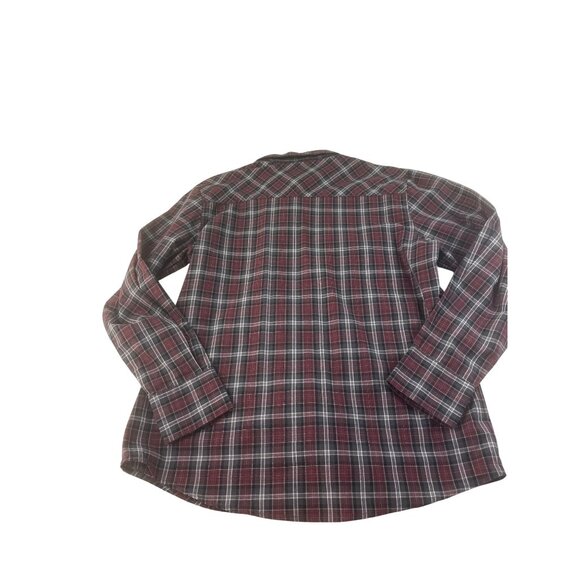 Vargo Mens Plaid Shirt Red Gray Flannel Button Up Casual Medium Western Travel - Picture 7 of 8